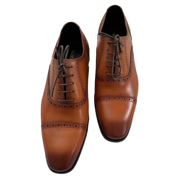 ALIPASINM Men's Wingtip Oxford Dress Shoes Lace Up Size 13 ,Brown Leather New - Picture 1 of 11